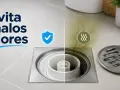 Comparativa de tipos de bote sifónico: uno limpio y protegido, y otro con malos olores.