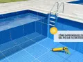 Pistola de silicona lista para impermeabilizar piscina. Muestra cómo impermeabilizar una piscina ya construida.