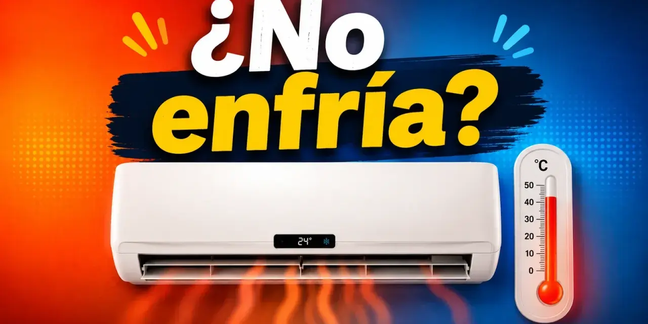 ¿No enfría tu aire acondicionado en casa? Podría necesitar recargar gas. Termómetro marca alta temperatura.