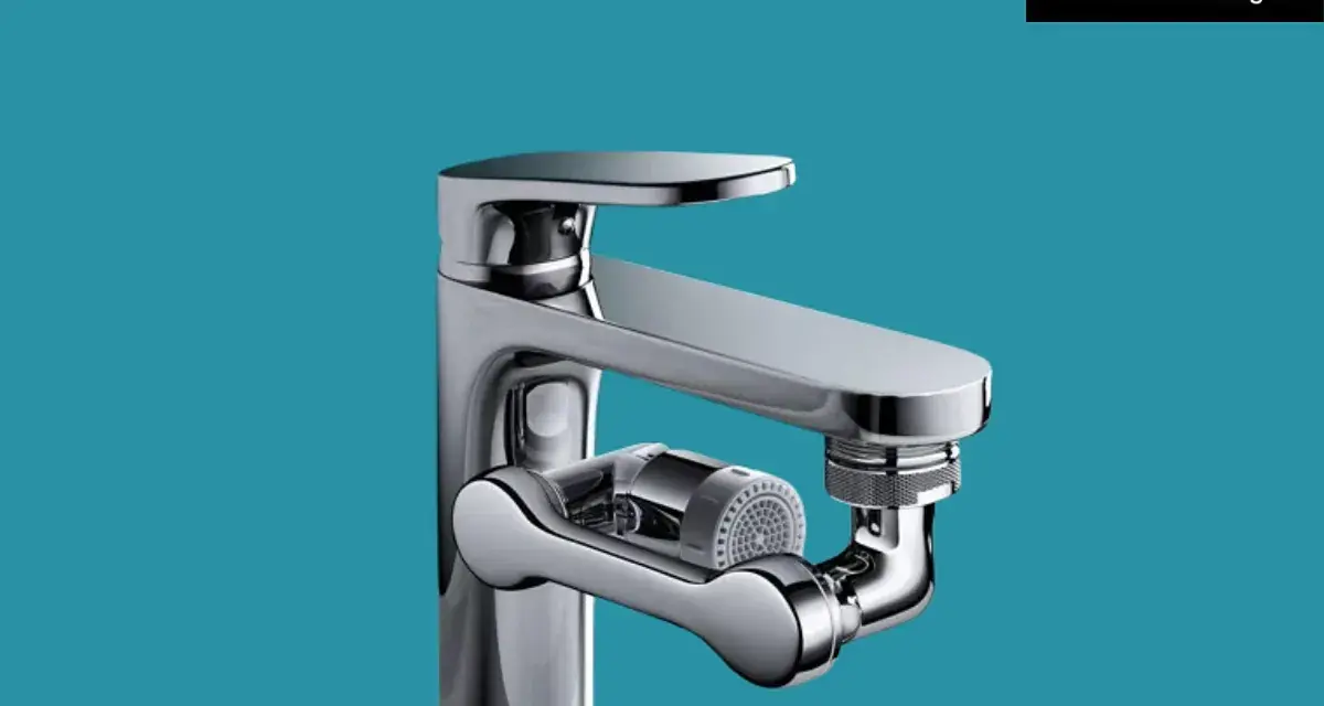 Grifo moderno con aireador giratorio, ideal para conocer los tipos de aireadores para grifos y ahorrar agua.