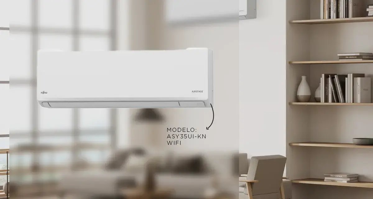 Un aire acondicionado Fujitsu AIRSTAGE, modelo ASY35UI-KN con WiFi, uno de los tipos de aire acondicionado modernos para tu hogar.