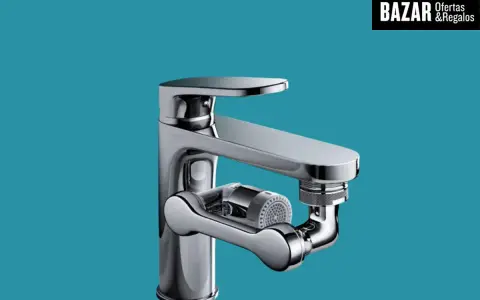 Grifo moderno con aireador giratorio, ideal para conocer los tipos de aireadores para grifos y ahorrar agua.