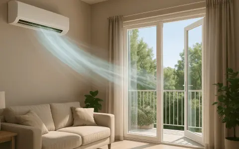 Aire fresco fluye desde el aire acondicionado, creando un ambiente confortable. Los sistemas de ventilación y extracción de aire mantienen el hogar fresco.