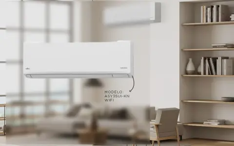 Un aire acondicionado Fujitsu AIRSTAGE, modelo ASY35UI-KN con WiFi, uno de los tipos de aire acondicionado modernos para tu hogar.