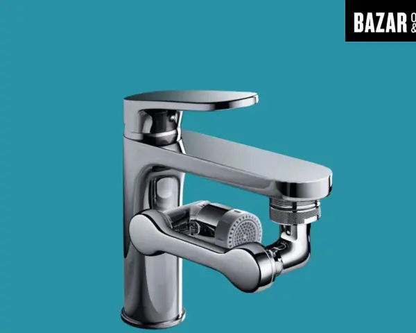 Grifo moderno con aireador giratorio, ideal para conocer los tipos de aireadores para grifos y ahorrar agua.