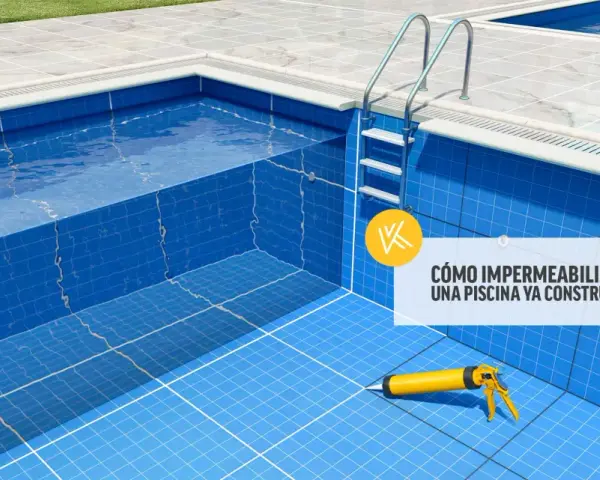 Pistola de silicona lista para impermeabilizar piscina. Muestra cómo impermeabilizar una piscina ya construida.