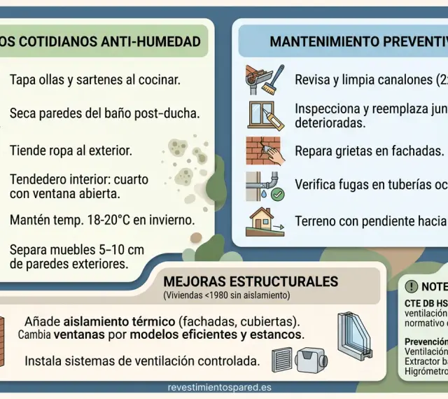 Evita el moho en la pared con estos consejos: ventila, seca superficies, tiende ropa fuera y mantén la temperatura. ¡Pequeños gestos previenen grandes problemas!