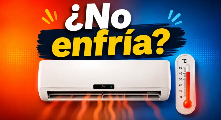 ¿No enfría tu aire acondicionado en casa? Podría necesitar recargar gas. Termómetro marca alta temperatura.