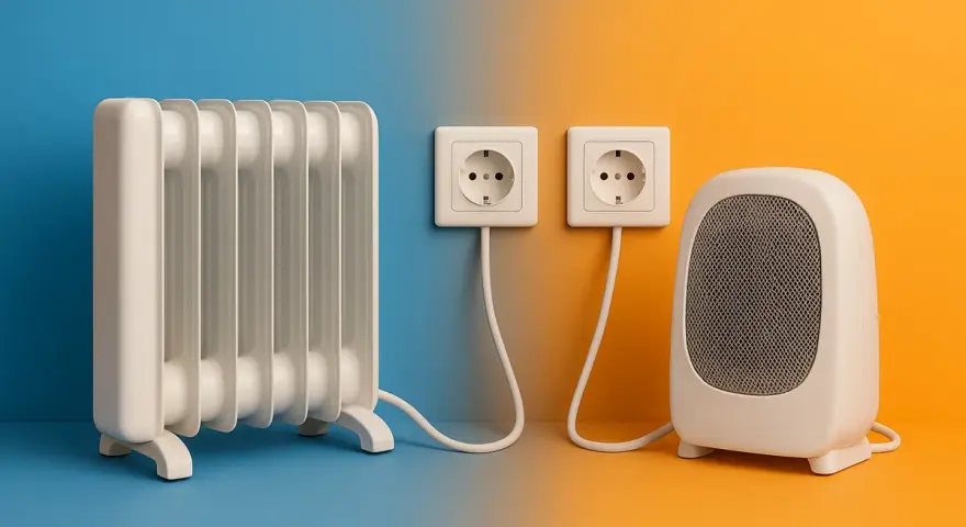 Radiador de aceite y calefactor portátil, dos tipos de calefacción eléctrica listos para enchufar y calentar tu hogar.