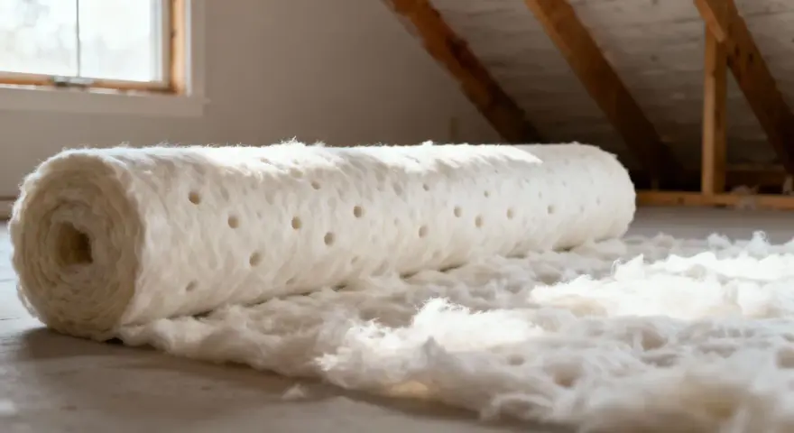 Rollo de material aislante blanco, con agujeros, listo para instalar. Es el mejor aislante térmico para tu hogar.