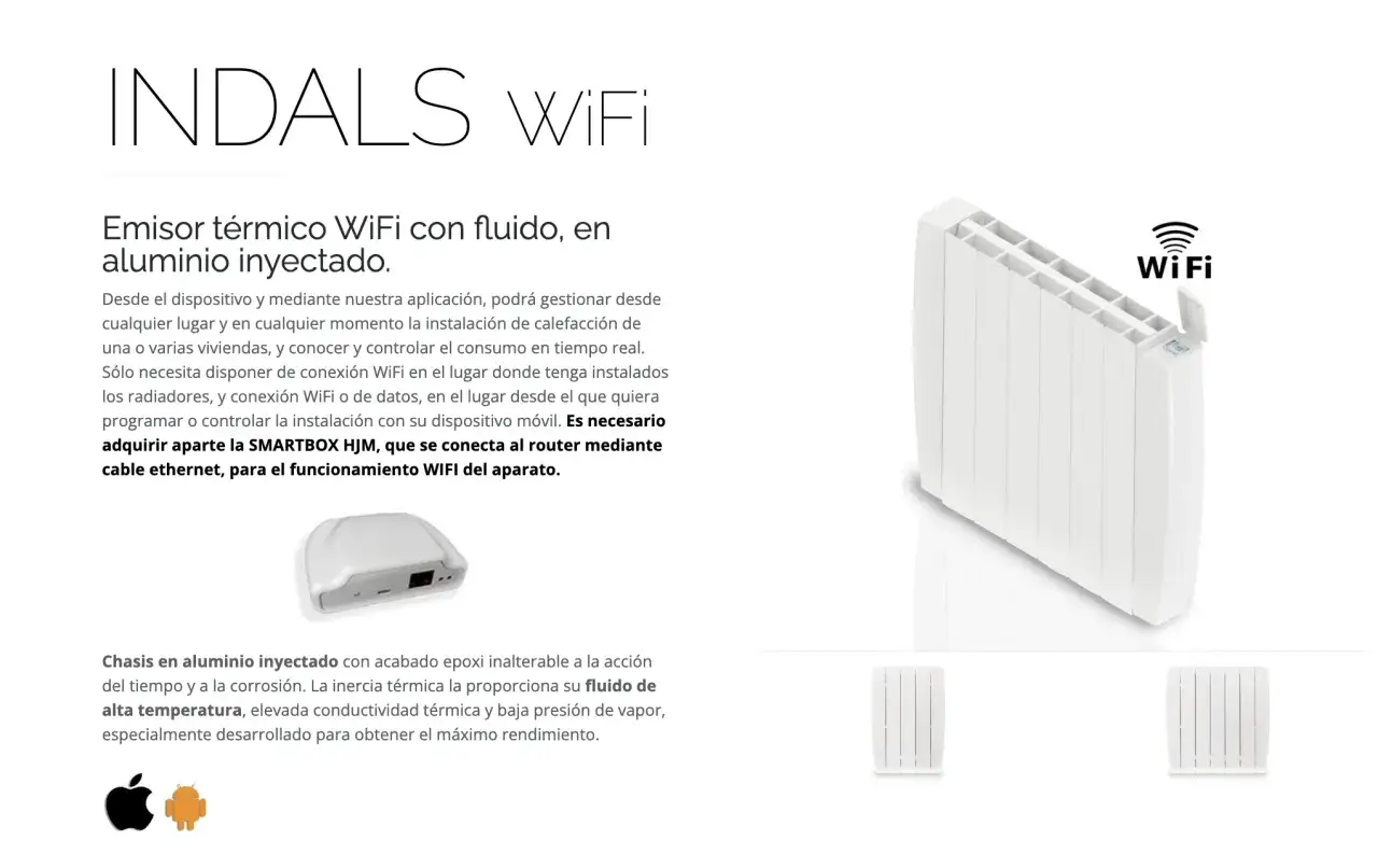 Emisor t&eacute;rmico WiFi de aluminio inyectado, con fluido para un calor azul eficiente. Controla tu calefacci&oacute;n desde cualquier lugar.