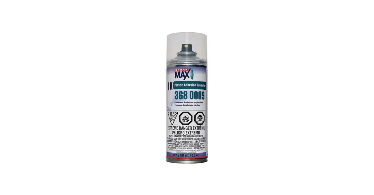 Spray MAX 1K, promotor de adhesión para plástico, ideal para preparar superficies antes de aplicar pintura para plástico.